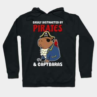 Easily Distracted by Pirates and Capybaras Cartoon Hoodie